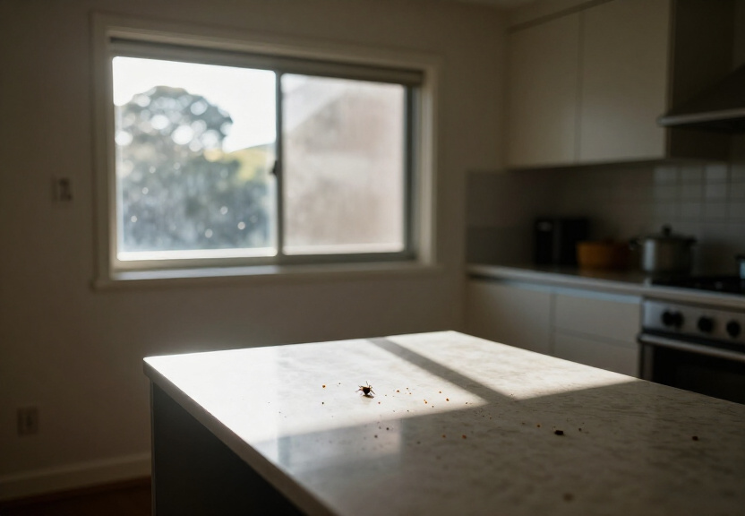 Rodent droppings in a Revesby garage before treatment